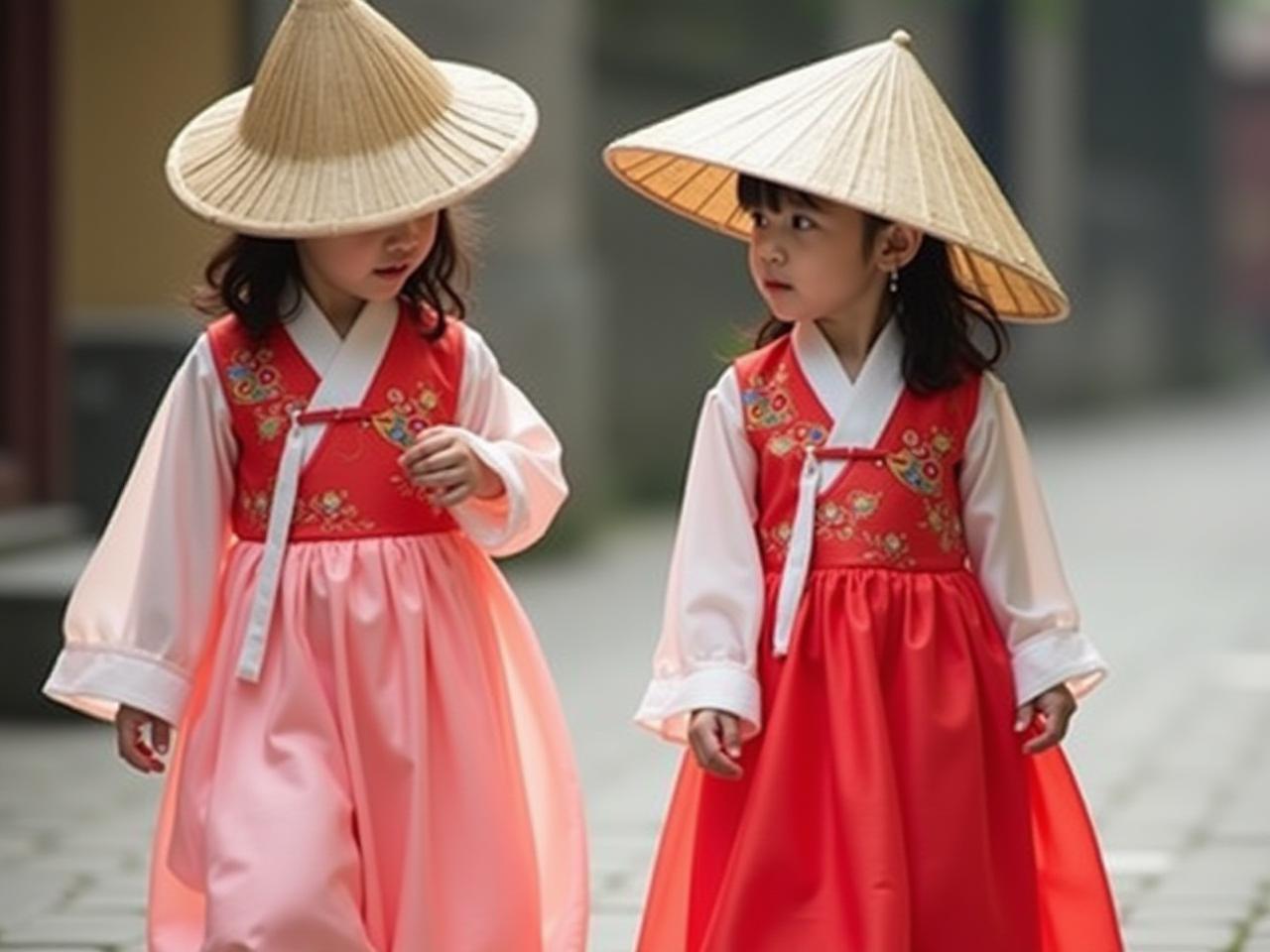 Korean children in traditional clothing