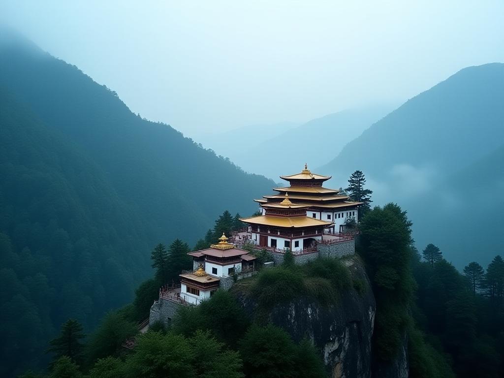 Buddhist temple in mountains